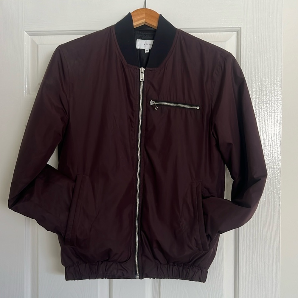 Men’s Reiss bomber jacket size XS red maroon